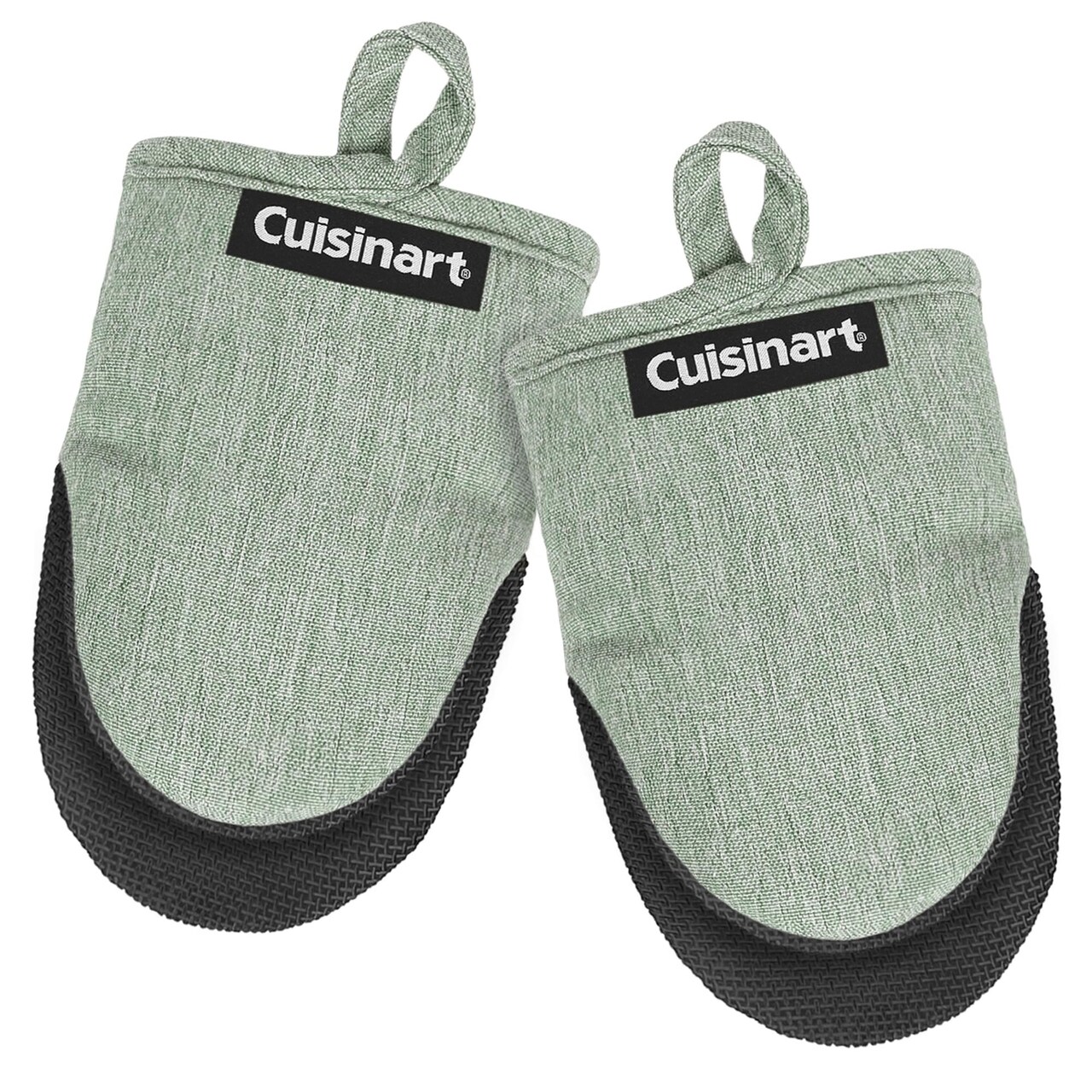 Cuisinart Mini Oven Mitts – 5.5” x 7” Heat-Resistant Kitchen Mitts for Oven with Non-Slip Neoprene Palm, Cotton Filling, and Fabric Loop – Durable Oven Mitt Set for Cooking & Baking (Sage)